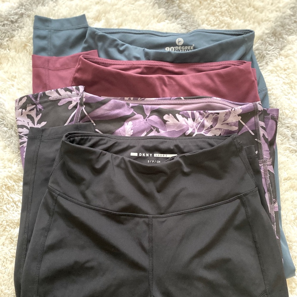 Four different color leggings . Size Small